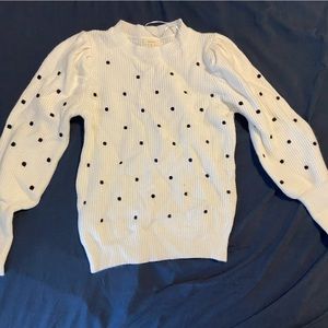 Adorable and warm white with black polka dots sweater!